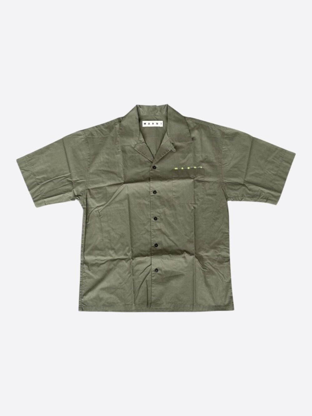 Marni Green Embroidered Logo Button Up Shirt